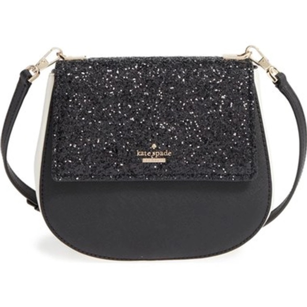 Kate Spade Cameron Street Glitter Small Byrdie in Black & White Crossbody